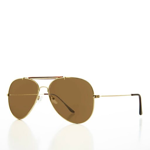 SUNGLASS MUSEUM Gold Glass Lens 60mm Aviator Sunglasses - Dino - Product image