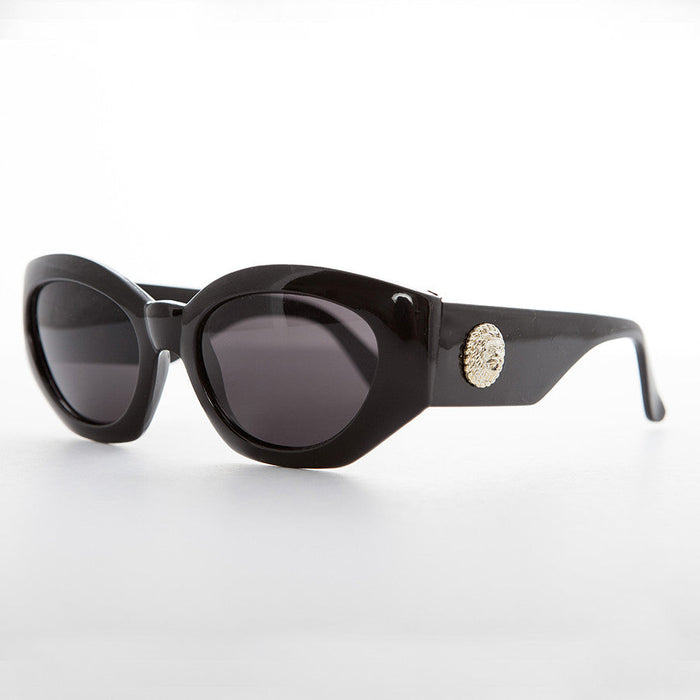 SUNGLASS MUSEUM Women's Fashion Cat Eye Sunglass with Gold Emblem - Diva