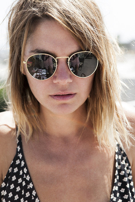 SUNGLASS MUSEUM Round Metal Vintage Sunglass with Glass Lens - Julian