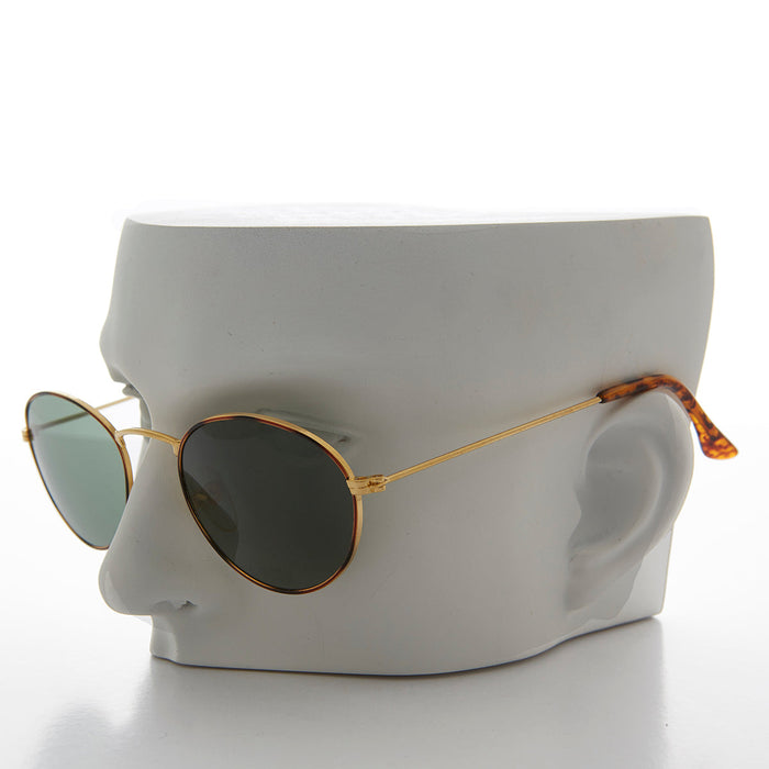 image of sunglasses model SUNGLASS MUSEUM SUNGLASS MUSEUM Classic Gold and Tortoise Vintage Sunglass with Glass Lens - Dove