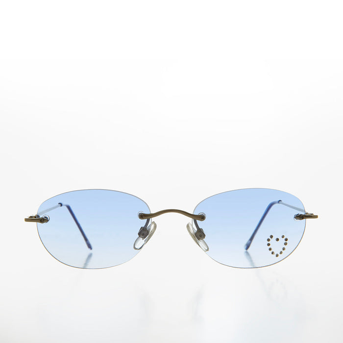 SUNGLASS MUSEUM Heart Rhinestone Rimless Vintage Sunglasses - Dunya - Product image