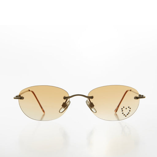 SUNGLASS MUSEUM Heart Rhinestone Rimless Vintage Sunglasses - Dunya - Product image