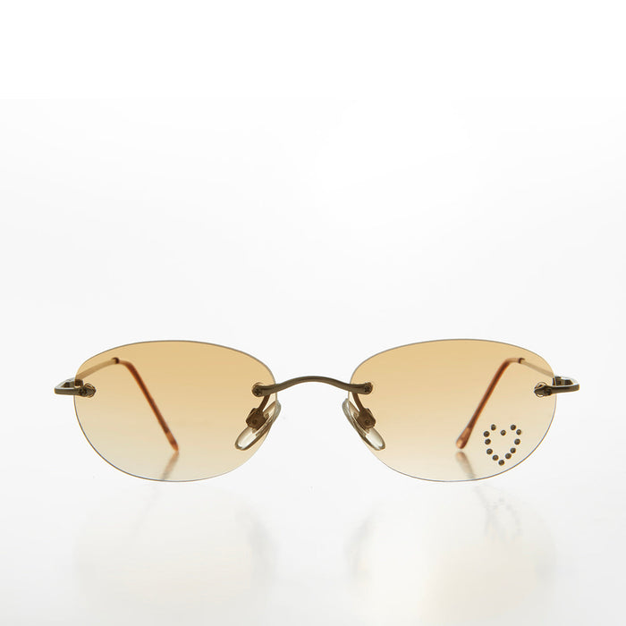 SUNGLASS MUSEUM Heart Rhinestone Rimless Vintage Sunglasses - Dunya - Product image