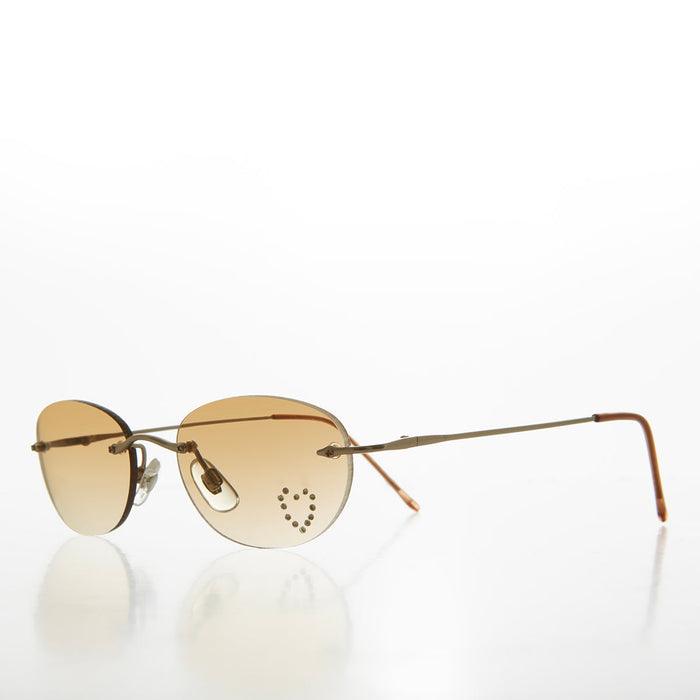 SUNGLASS MUSEUM Heart Rhinestone Rimless Vintage Sunglasses - Dunya - Product image