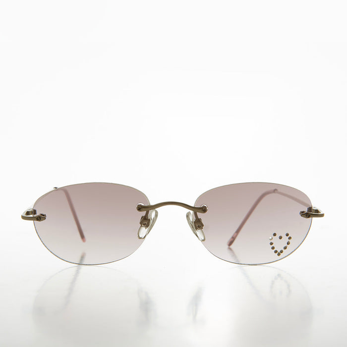 SUNGLASS MUSEUM Heart Rhinestone Rimless Vintage Sunglasses - Dunya - Product image