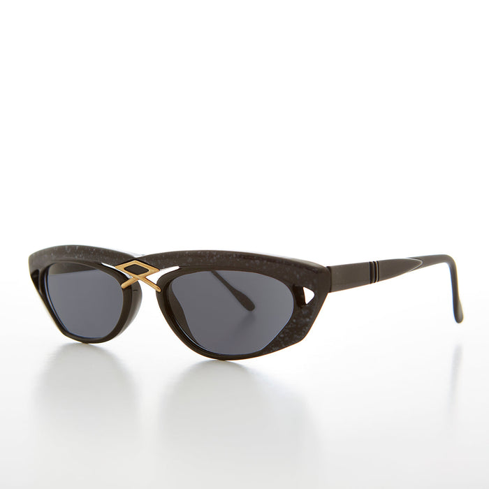 SUNGLASS MUSEUM Rectangular 80s Sunglass with Gold Accents - Duran