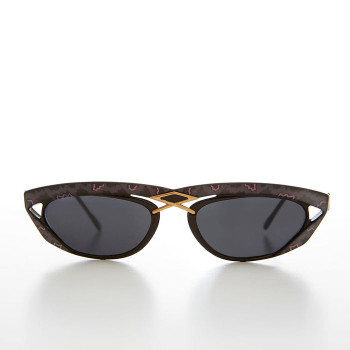 SUNGLASS MUSEUM Rectangular 80s Sunglass with Gold Accents - Duran