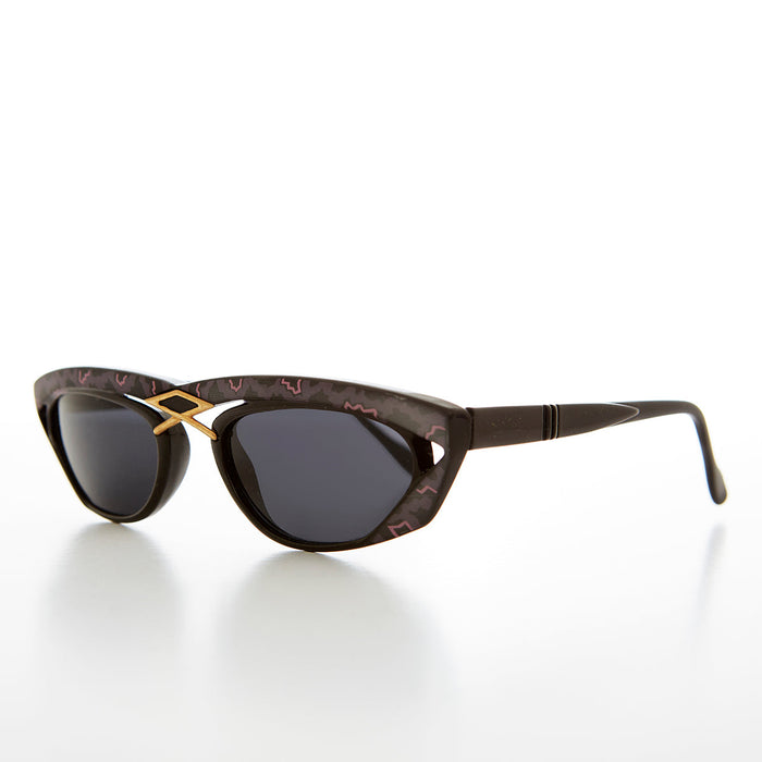 SUNGLASS MUSEUM Rectangular 80s Sunglass with Gold Accents - Duran