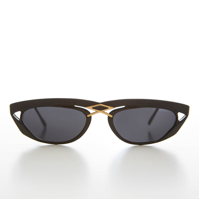 SUNGLASS MUSEUM Rectangular 80s Sunglass with Gold Accents - Duran