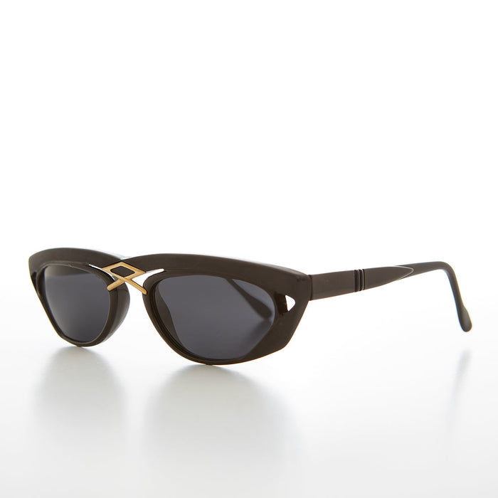 SUNGLASS MUSEUM Rectangular 80s Sunglass with Gold Accents - Duran