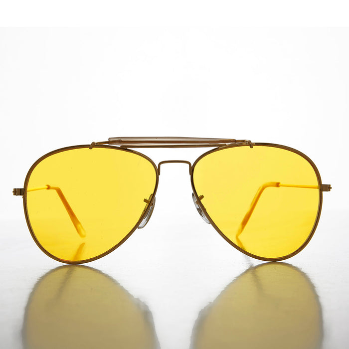 Yellow Lens Aviator with Classic Brow Bar - Dusk