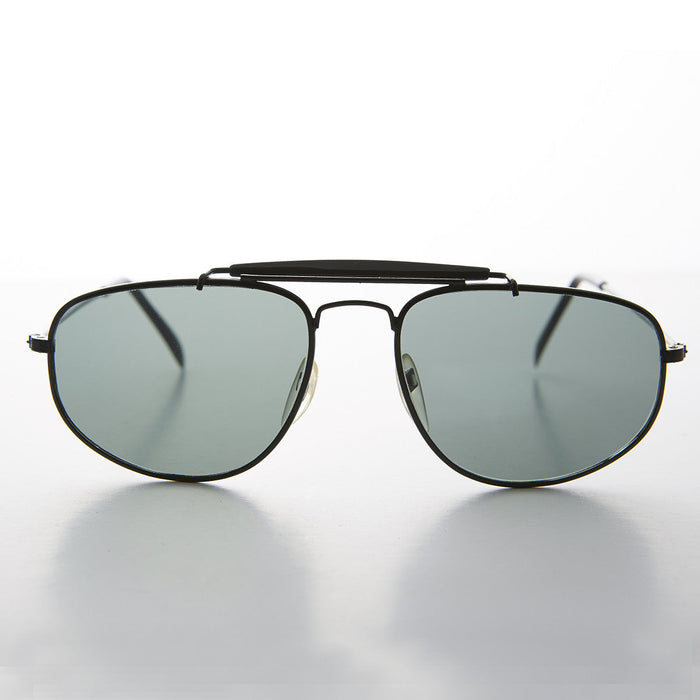 image of sunglasses model SUNGLASS MUSEUM SUNGLASS MUSEUM Square Aviator with Brow Bar and Glass Lens Vintage Sunglass - Dusty