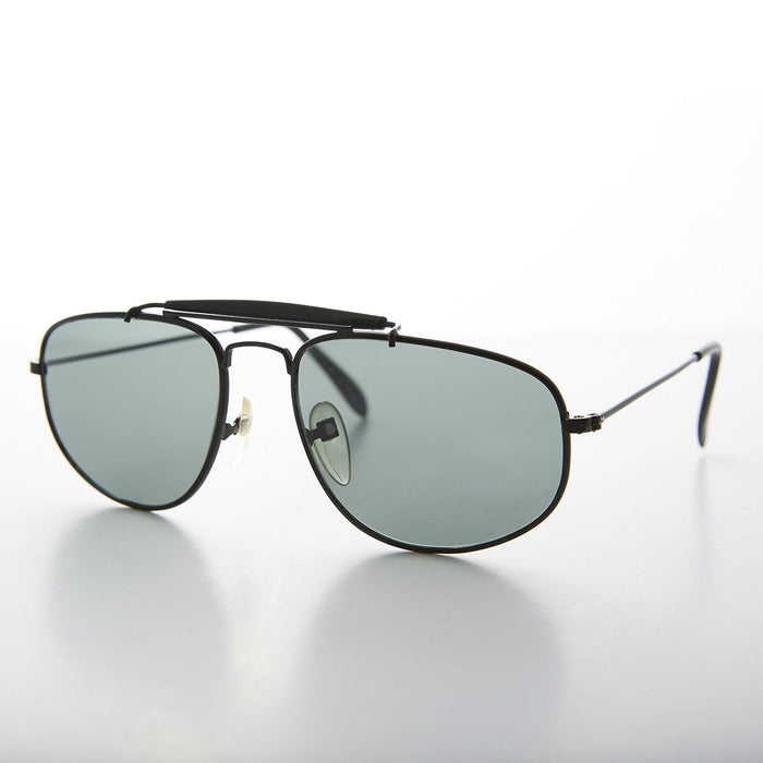 image of sunglasses model SUNGLASS MUSEUM SUNGLASS MUSEUM Square Aviator with Brow Bar and Glass Lens Vintage Sunglass - Dusty