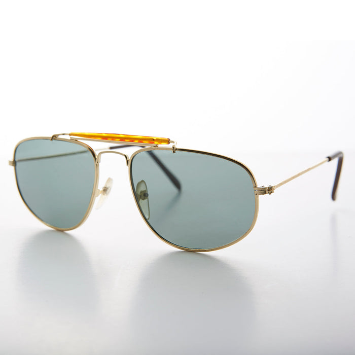image of sunglasses model SUNGLASS MUSEUM SUNGLASS MUSEUM Square Aviator with Brow Bar and Glass Lens Vintage Sunglass - Dusty
