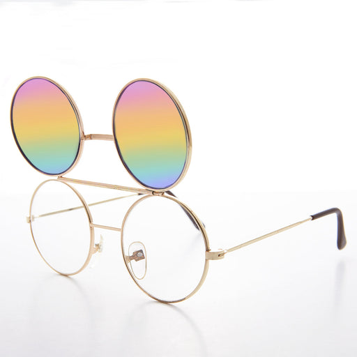 SUNGLASS MUSEUM Flip Up Sunglasses with Rainbow Mirror Lens - Flippy - Product image