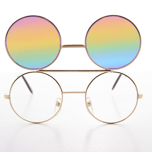 SUNGLASS MUSEUM Flip Up Sunglasses with Rainbow Mirror Lens - Flippy - Product image