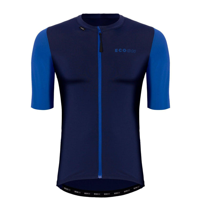 ecoon apparel cycling jacket domancy men sustainable clothing recyclable premium navy blue KRN glasses ECO110203TL L