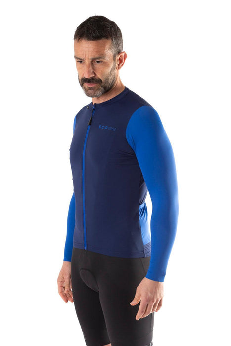 ecoon apparel cycling jacket bonneville men sustainable clothing recyclable premium navy blue KRN glasses ECO110303TM M