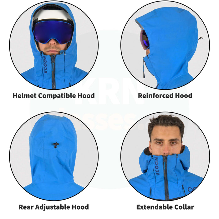 ecoon apparel ski jacket ecoexplorer men sustainable clothing recyclable premium sky blue eco380116 KRN glasses ECO380116TXS XS