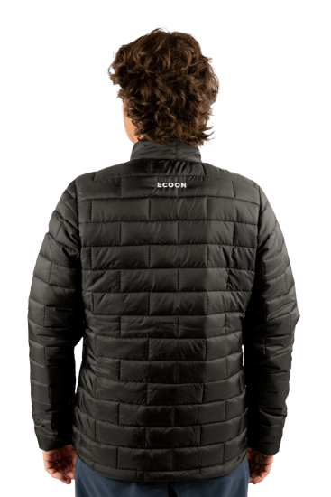ecoon apparel jacket ecoactive insulated men sustainable clothing recyclable premium black KRN glasses 