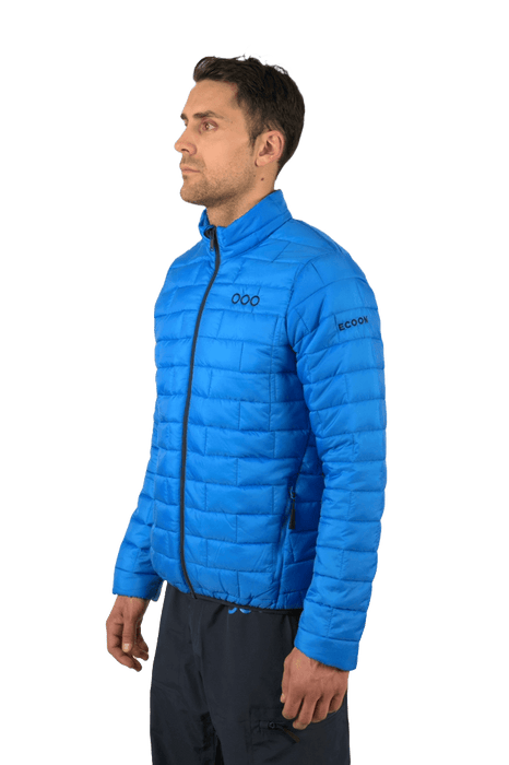 ecoon apparel jacket ecoactive insulated men sustainable clothing recyclable premium light blue KRN glasses 