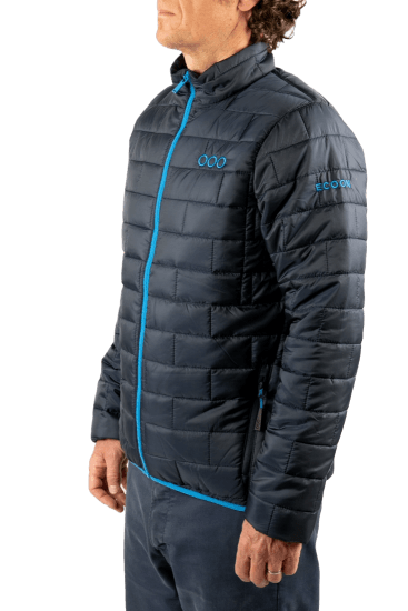 ecoon apparel jacket ecoactive insulated men sustainable clothing recyclable premium blue KRN glasses ECO180320TS S