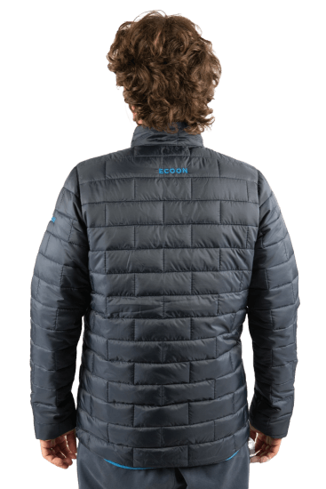 ecoon apparel jacket ecoactive insulated men sustainable clothing recyclable premium blue KRN glasses 