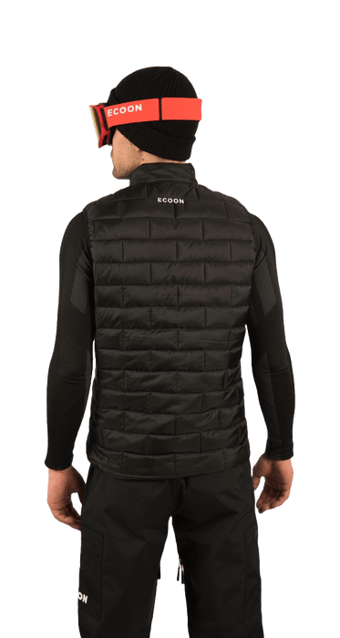 ecoon apparel vest ecoactive insulated men sustainable clothing recyclable premium black KRN glasses 