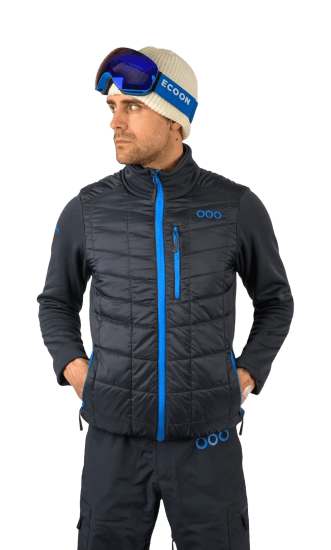 ecoon apparel jacket midlayer ecoactive hybrid insulated men sustainable clothing recyclable premium blue KRN glasses ECO180503TM M
