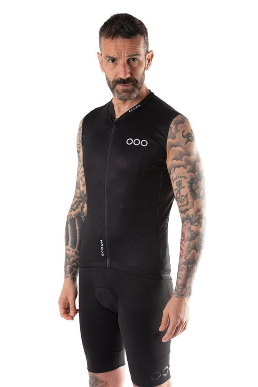ecoon apparel cycling vest alpe d huez men sustainable clothing recyclable premium black KRN glasses ECO180701TS S
