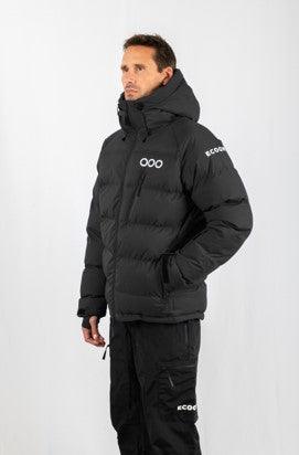 ecoon apparel ski jacket ecothermo men sustainable clothing recyclable premium black eco181701 KRN glasses ECO181701TS S
