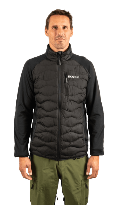 ecoon apparel jacket midlayer ecoactive hybrid insulated men sustainable clothing recyclable premium black eco181901 KRN glasses ECO181901TS S