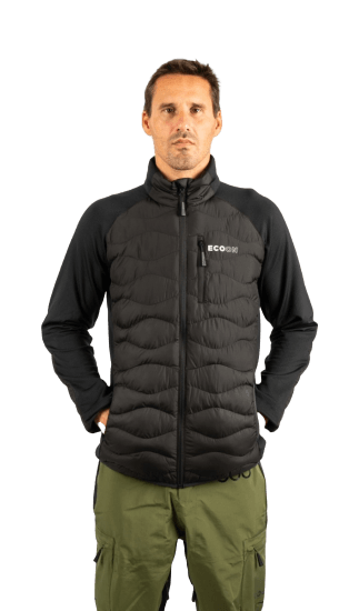 ecoon apparel jacket midlayer ecoactive hybrid insulated men sustainable clothing recyclable premium black eco181901 KRN glasses ECO181901TXL XL