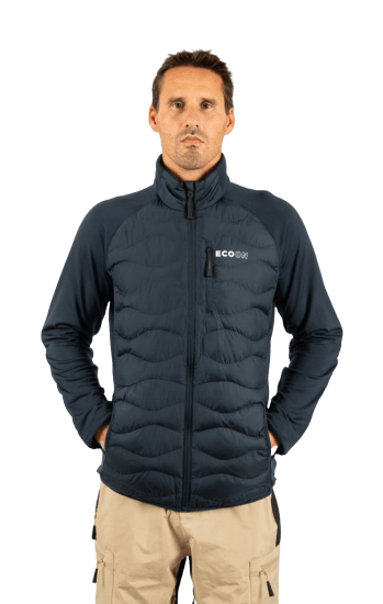 ecoon apparel jacket midlayer ecoactive hybrid insulated men sustainable clothing recyclable premium blue eco181919 KRN glasses ECO181919TL L