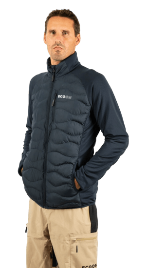 ecoon apparel jacket midlayer ecoactive hybrid insulated men sustainable clothing recyclable premium blue eco181919 KRN glasses ECO181919TS S