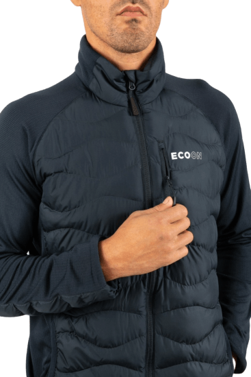 ecoon apparel jacket midlayer ecoactive hybrid insulated men sustainable clothing recyclable premium blue eco181919 KRN glasses ECO181919TXL XL