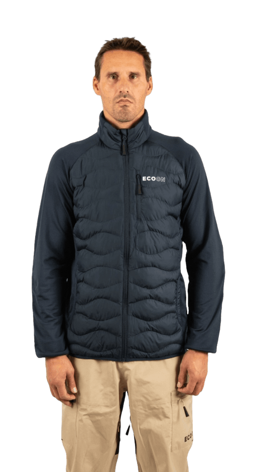 ecoon apparel jacket midlayer ecoactive hybrid insulated men sustainable clothing recyclable premium blue eco181919 KRN glasses ECO181919TXS XS