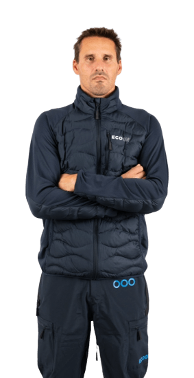 ecoon apparel jacket midlayer ecoactive hybrid insulated men sustainable clothing recyclable premium blue eco181919 KRN glasses 