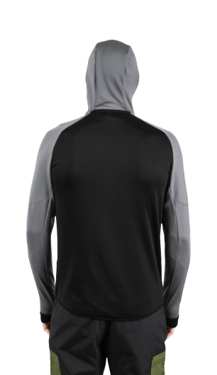 ecoon apparel jacket midlayer ecoactive light insulated with hood men sustainable clothing recyclable premium black grey KRN glasses 