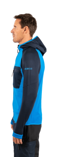 ecoon apparel jacket midlayer ecoactive light insulated with hood men sustainable clothing recyclable premium light blue blue KRN glasses ECO182103TXL XL