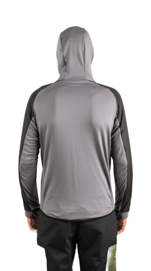 ecoon apparel jacket midlayer ecoactive light insulated hybrid with hood men sustainable clothing recyclable premium black grey KRN glasses ECO182201TL L