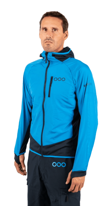 ecoon apparel jacket midlayer ecoactive light insulated hybrid with hood men sustainable clothing recyclable premium light blue blue KRN glasses ECO182203TS S