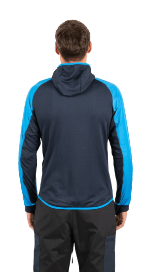 ecoon apparel jacket midlayer ecoactive light insulated hybrid with hood men sustainable clothing recyclable premium light blue blue KRN glasses ECO182203TL L