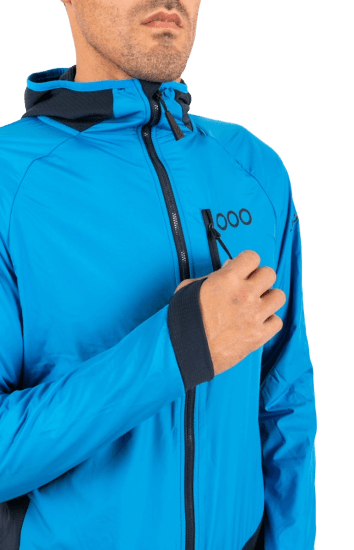 ecoon apparel jacket midlayer ecoactive light insulated hybrid with hood men sustainable clothing recyclable premium light blue blue KRN glasses ECO182203TXL XL