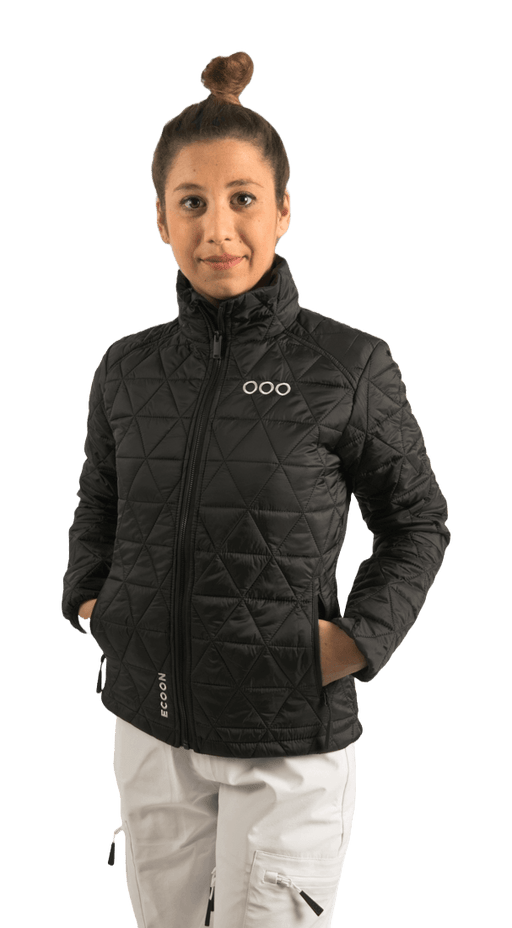 ecoon apparel jacket midlayer ecoactive insulated women sustainable clothing recyclable premium black KRN glasses ECO280301TXS XS