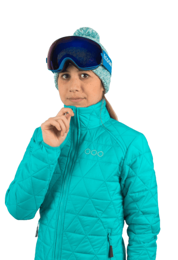ecoon apparel jacket midlayer ecoactive insulated women sustainable clothing recyclable premium turquoise KRN glasses ECO280325TM M