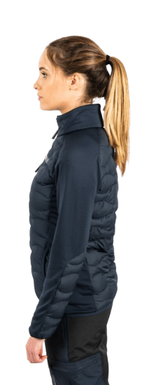 ecoon apparel jacket midlayer ecoactive hybrid insulated women sustainable clothing recyclable premium blue KRN glasses ECO280919TM M