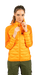 ecoon apparel jacket midlayer ecoactive hybrid insulated with hood women sustainable clothing recyclable premium orange KRN glasses ECO280923TL L