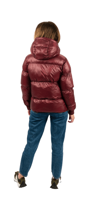 ecoon apparel jacket monaco short women sustainable clothing recyclable premium dark garnet eco281218_a KRN glasses 