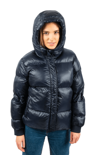 ecoon apparel jacket monaco short women sustainable clothing recyclable premium blue eco281220_a KRN glasses 